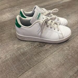 Adidas Kids White Sneakers with Green Accents